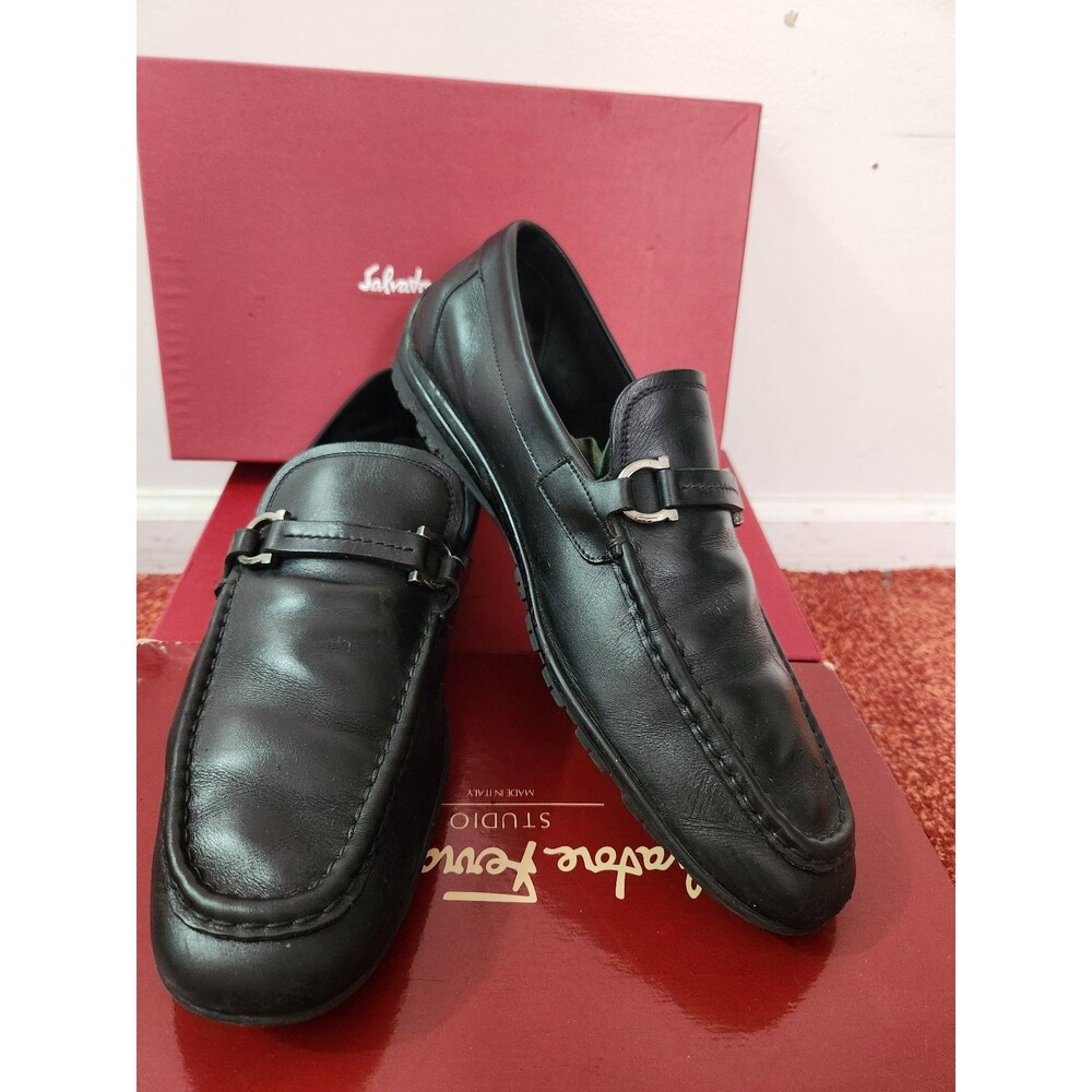 Salvatore Ferragamo Black Leather Loafers Men's SizeSalvatore Ferragamo Black